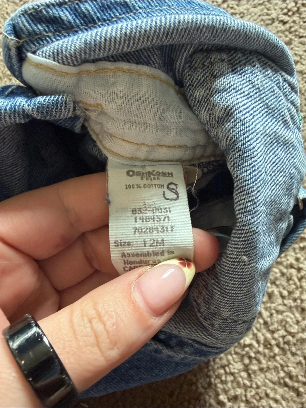 B68 Vintage OshKosh B'gosh Classic Blue Denim Overalls, 12 months